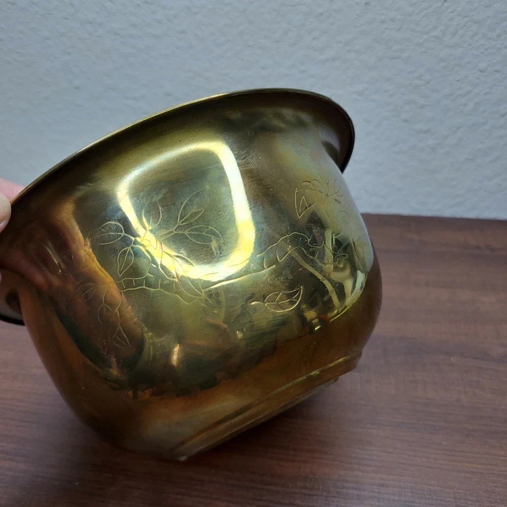 Vintage Solid Brass Bowl Floral‎